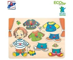 Dėlionė Woody 90320 Eco Wooden mokomoji spalvota puošni galvosūkė Sebastian (8 vnt.) vaikams nuo 3 metų (30x23cm)