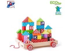 Woodyland Cart su kaladėlėmis/Antspaudais ABC