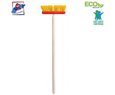 Woody 91887 Medinis / plastikinis sodo įrankis - šluota (100 cm) vaikams nuo 3 metų geltona/raudona