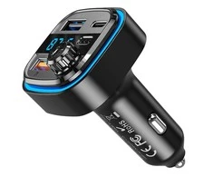 Automobilinis įkroviklis / FM siųstuvas XO BCC08 USB x2, USB-C, MP3, Bluetooth 5.0 (juodas)