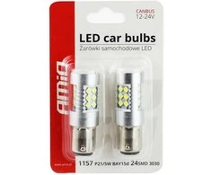 Amio LED lemputės P21/5w su lęšiu | 12-24v BAY15d CANBUS