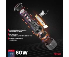 Amio LED lemputes su lęšiu H4 9-36V 60W