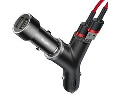 Automobilinis USB įkroviklis, šakotuvas BASEUS 2xUSB
