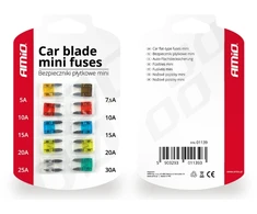 Automobilinių mini saugikliai komplektas 10vnt.