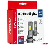 LED lemputės H7 AMiO F25 PRO Juodas 12V/24V 68W 7646lm 6000K (2 vnt., Full Canbus)