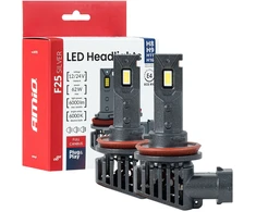 LED lemputės H8 / H9 / H11 / H16 AMiO-04705 F25 Sidabrinis 12V/24V 62W 6000K (2 vnt., Full Canbus)