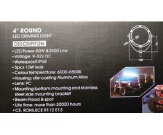 M-TECH LED papildomas žibintas Chrome, CREE 50W 5" Spot