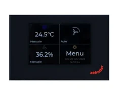Zehnder ComfoAir 200 Multi Control skārienjūtīgais ekrāns ventilācijas plūsmas ātruma regulēšanai, juodas