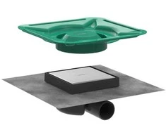 dušas traps RainDrain Spot, 150x150 mm, horizontāls, resti no otras puses var flīzēt