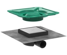dušas traps RainDrain Spot, 150x150 mm, horizontāls, resti no otras puses var flīzēt