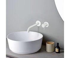 external part of 2 hole wall basin mixer Tricolore Verde, matt baltas