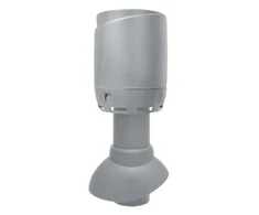 FLOW neizolēts ventilācijas izvads + jumtiņš 110P/300, gaiši pelēks