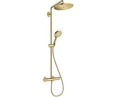 Hansgrohe Croma Select S 280 1jet termostatinė dušo sistema su rankiniu dušeliu Raindance Select S 120 3jet. polished auksinis optic