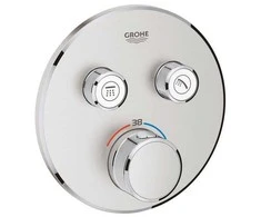 Grohe iebūvējamā dušas termostata SmartControl round virsapmetuma daļa, ar 2 izejām, supersteel