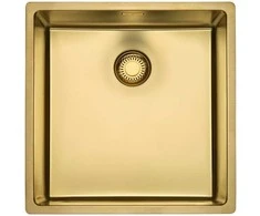 New York Comfort 40/40 (L) plautuvė 440x440 mm be skylės maišytuvui, Gold Flax