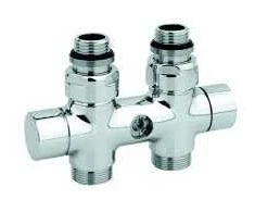 Rad. dubultbloks Twinvalve 1/2` x 24-19, taisns, balts (50mm)