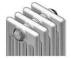 radiators grīdas Charleston 5 rindu, H-190, 29 sekcijas, V002, balts