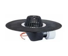 Stogo įlaja DN75/110 su apšildymu(10-30W/230V), bitumine hidroizoliacija,lapų gaudykle(HL64.1H)