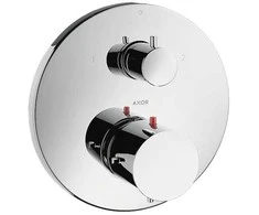 Thermostatic mixer for conc installation with shut-off valve, brushed bronze