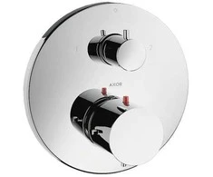 Thermostatic mixer for conc installation with shut-off valve, brushed bronze