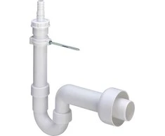 veļas mašīnas sifons, d=50 mm, plastmasas, balts