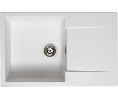 virtuves izlietne Amsterdam 78, viena bļoda ar plauktu, 780x500 mm, pure baltas