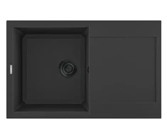 virtuves izlietne Bari 10, viena bļoda ar plauktu, 790x500 mm, nero juodas