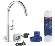 virtuves izlietnes maisītājs BauCurve ar filtru Grohe Mėlyna, hroms