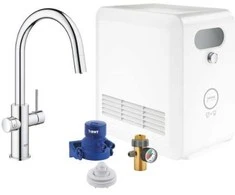 virtuves izlietnes maisītājs Grohe Mėlyna Professional (filtras + gāzēts), C-veida iztece, hroms