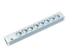 Bachmann 19" lizdo juostelė PVC 1.5U, 8 krypčių, šviesiai pilka 2.0m, be jungiklio