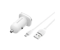 Automobilinis įkroviklis Borofone BZ12A Quick Charge 3.0 + MicroUSB baltas