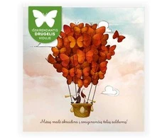 Cozywood Drauge danguje, popierinis kvadratinis atvirukas +1 drugelis