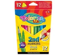 Patio Flomasteriai Colorino Kids 2in1, dvipusiai, tribriauniai, 12 spalvų