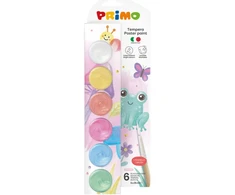 Guašas PRIMO, 6 perlamutrinės spalvos x 25 ml, su teptuku