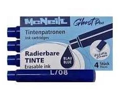 Kapsulės ištrinamam plunksnakočiui McNEILL GHOST, 4vnt, mėlynos spalvos