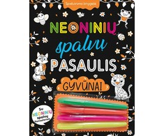 Neoninių spalvų pasaulis. Gyvūnai. Spalvinimo knygelė su neoniniais žymekliais.