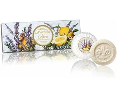 SAF FIORENTINO apvalių muilų su įspaudu rinkinys Levanda ir Kedras, 3x100 g