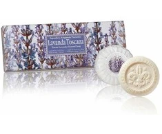 SAF FIORENTINO apvalių muilų su įspaudu rinkinys Levanda, 3x100 g