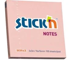 Stickn Lipnūs lapeliai Stick´N 21148, 76x76mm, 100 lapelių, rožinės spalvos