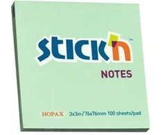 Stickn Lipnūs lapeliai Stick´N 21150, 76x76mm, 100 lapelių, šviesiai žalios spalvos