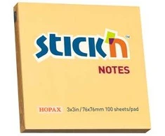 Lipnūs lapeliai Stick´N 21391, 76x76mm, 100 lapelių, oranžinės spalvos