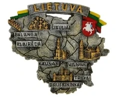 Magnetas Lietuvos žemėlapis ir miestai, 75 x 65 mm, pagamintas iš polirezino