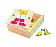 BINO Medinė dėlionė-žaidimas Aprenk meškutį Vilį, 3+