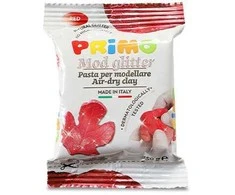Molis su blizgučiais PRIMO, džiūstantis ore, raudonos spalvos, 250 g