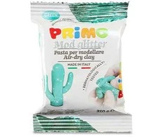 Molis su blizgučiais PRIMO, džiūstantis ore, žalios spalvos, 250 g