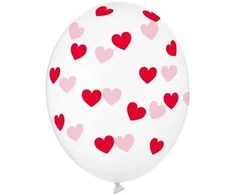 Party Deco Permatomi balionai su širdelėmis (6vnt)