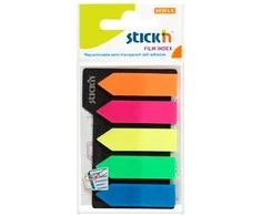Stick N Find Plastikiniai žymekliai Stick´N 21143, 42x12mm, strėlytės formos, 5 ryškios spalvos po 25vnt.,blisteryje