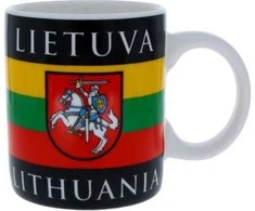 Porcelianinis mažas puodelis Lietuva, vėliava ir Vytis, 130 ml