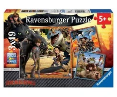 Dėlionė RAVENSBURGER rinkinys dėlionių Kaip Prisijaukinti Slibiną 3x49 det., 092581