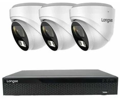4 megapikselių raiškos IP kamerų komplektas Longse - 1- 4 kameros CMSBFG400/A, POE, Kamerų kiekis: 3, Vaizdo ir maitinimo kabeliai: Be kabelių